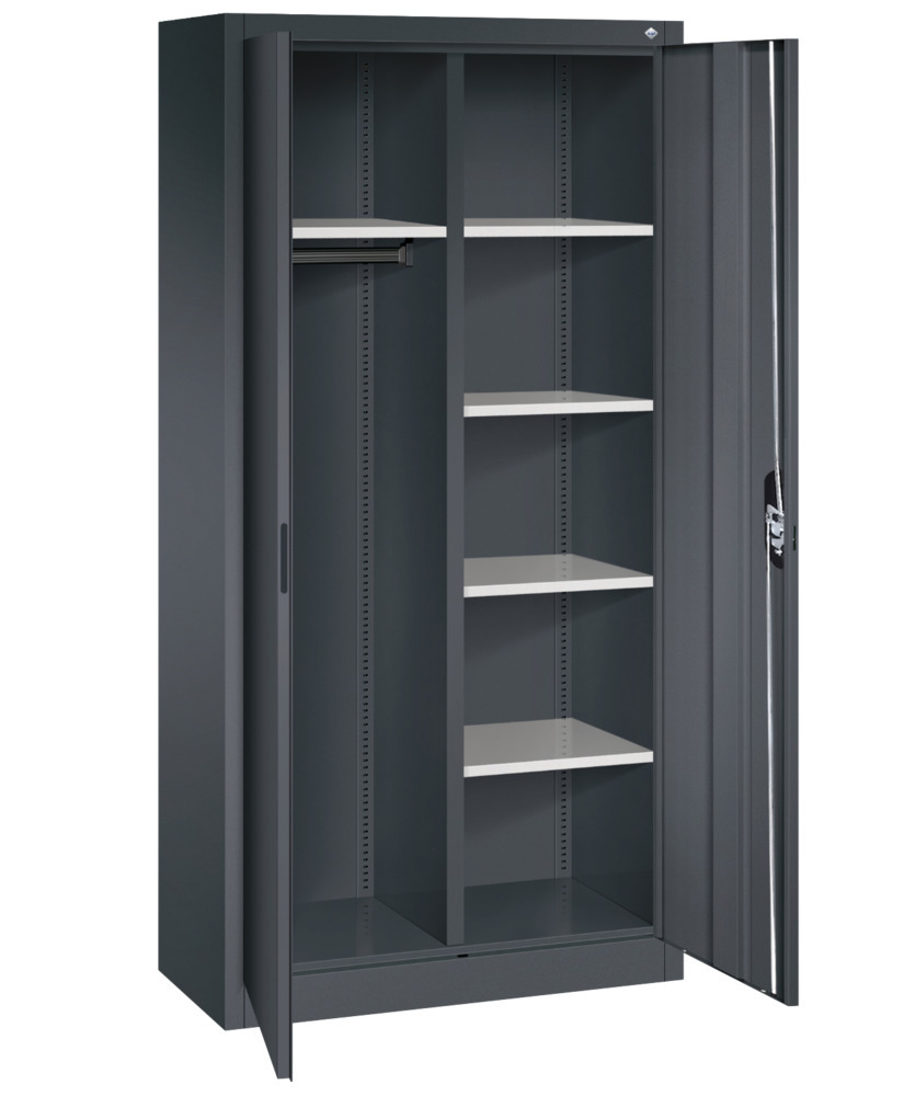 Armoire à portes battantes Acurado, pour dossiers/vestiaires, acier, 930 x 400 x 1950 mm, gris noir - 2