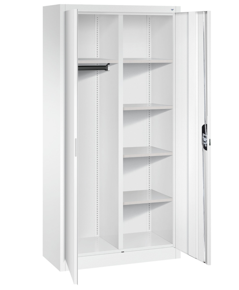 Armario de puertas batientes C+P Acurado, para archivos/guardarropa, 930 x 400 x 1950 mm, blanco - 2