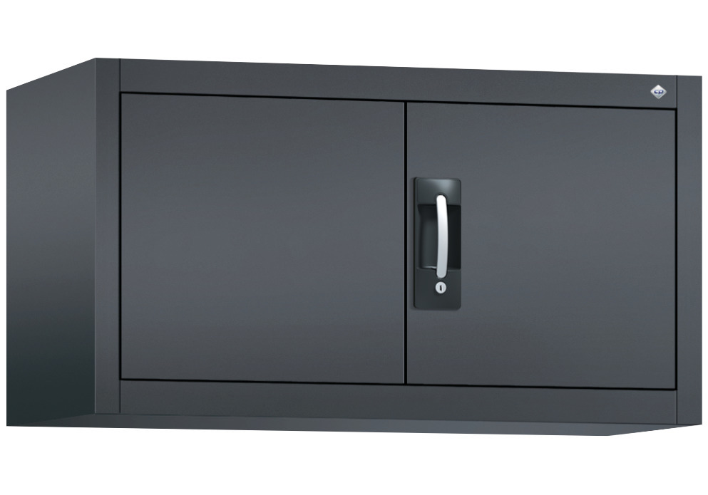 Armoire à portes battantes Acurado, comme rehausse, acier, 930 x 400 x 500 mm, gris-noir - 1
