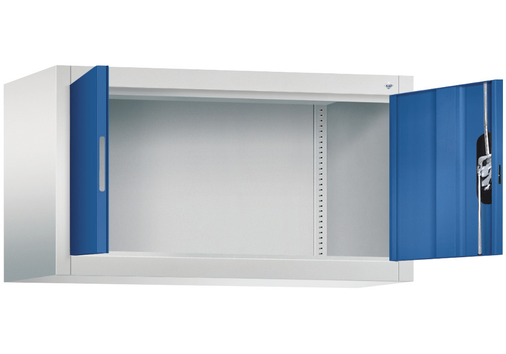 Kancelárska skriňa Acurado, krídlové dvere - nadstavec, 930 x 400 x 500 mm, sivá/modrá - 2
