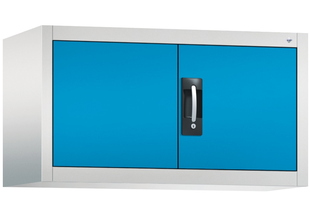 C+P wing door cabinet Acurado, top unit, 930 x 400 x 500 mm, light grey/light blue - 1