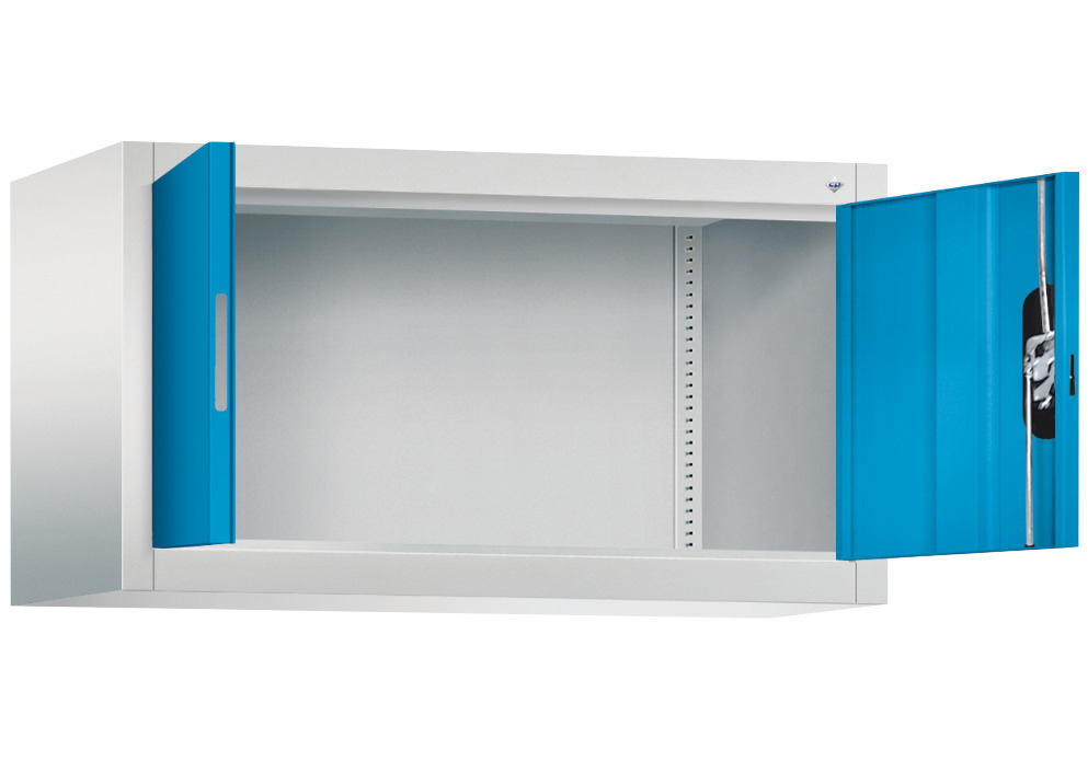 C+P wing door cabinet Acurado, top unit, 930 x 400 x 500 mm, light grey/light blue - 2