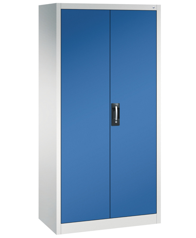 Kancelářská skříň s křídlovými dveřmi C+P Acurado, 930 x 500 x 1950 mm, sv. šedá/enciánově modrá - 1