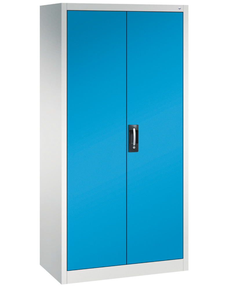 Kancelárska skriňa Acurado, krídlové dvere, 930 x 500 x 1950 mm, bledosivá/bledomodrá - 1