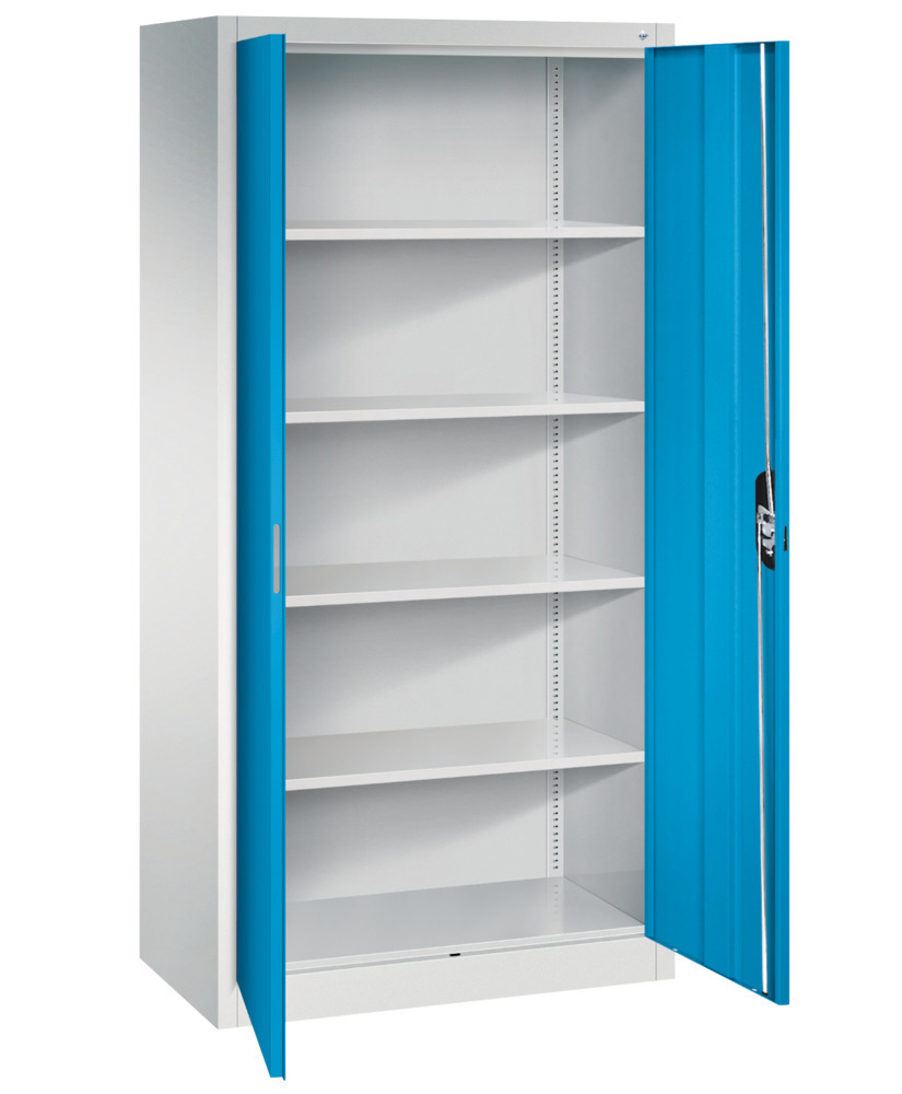 Kancelářská skříň s křídlovými dveřmi C+P Acurado, 930 x 500 x 1950 mm, sv. šedo-modrá - 2