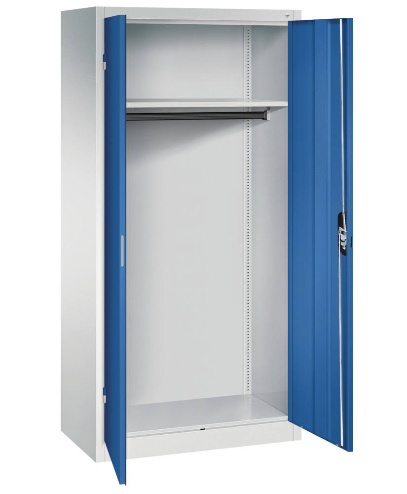 Šatní skříň s křídlovými dveřmi C+P Acurado, 930 x 500 x 1950 mm, sv. šedá / enciánově modrá - 2
