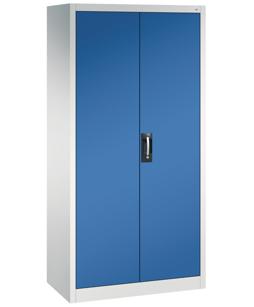 Kancelárska skriňa Acurado, krídlové dvere, vr. uzamykateľnej skrinky, 930x500x1950 mm, sivá/modrá, - 1