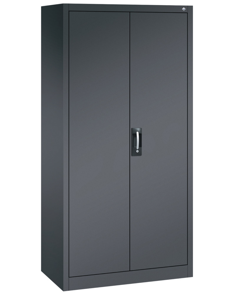 Förvaringsskåp Acurado, med dubbeldörrar, 930x500x1950 mm, svartgrått, med lås - 1