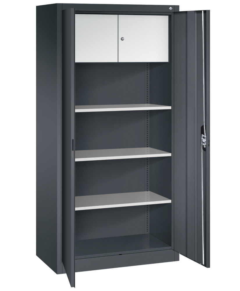 C+P wing door cabinet Acurado, 930 x 500 x 1950 mm, black grey, with locker - 2