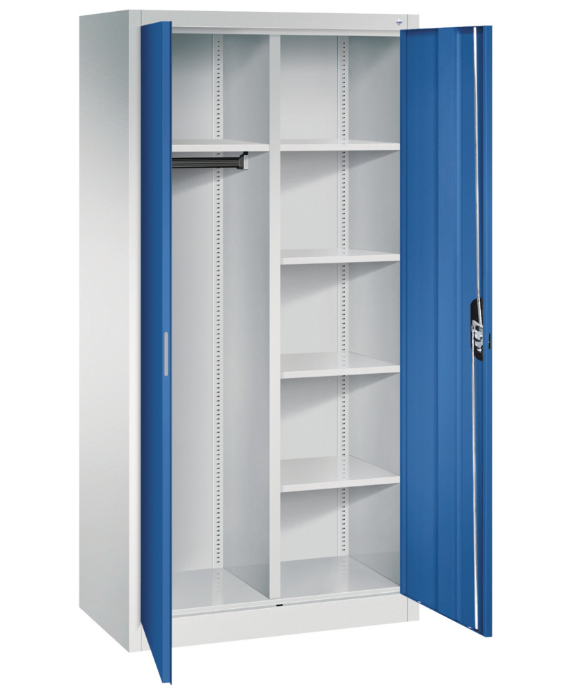 Kancelárska skriňa Acurado, krídlové dvere, na spisy/odevy, 930 x 500 x 1950 mm, sivá/modrá - 2