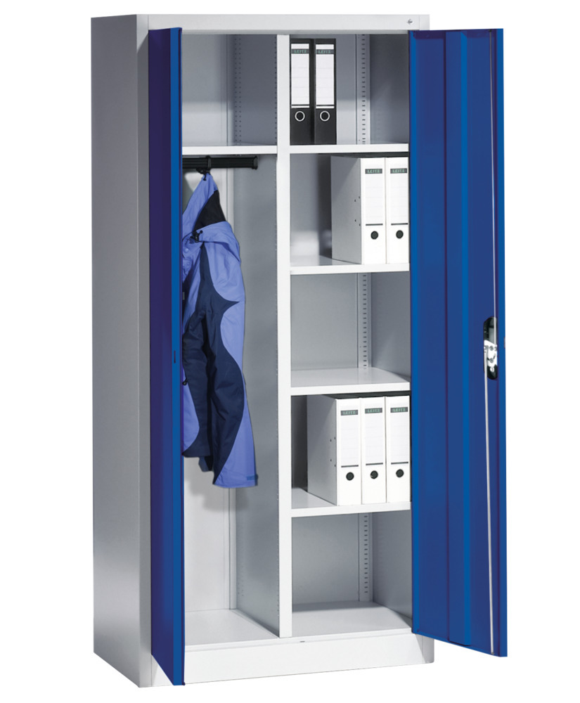 Kancelárska skriňa Acurado, krídlové dvere, na spisy/odevy, 930 x 500 x 1950 mm, sivá/modrá - 3