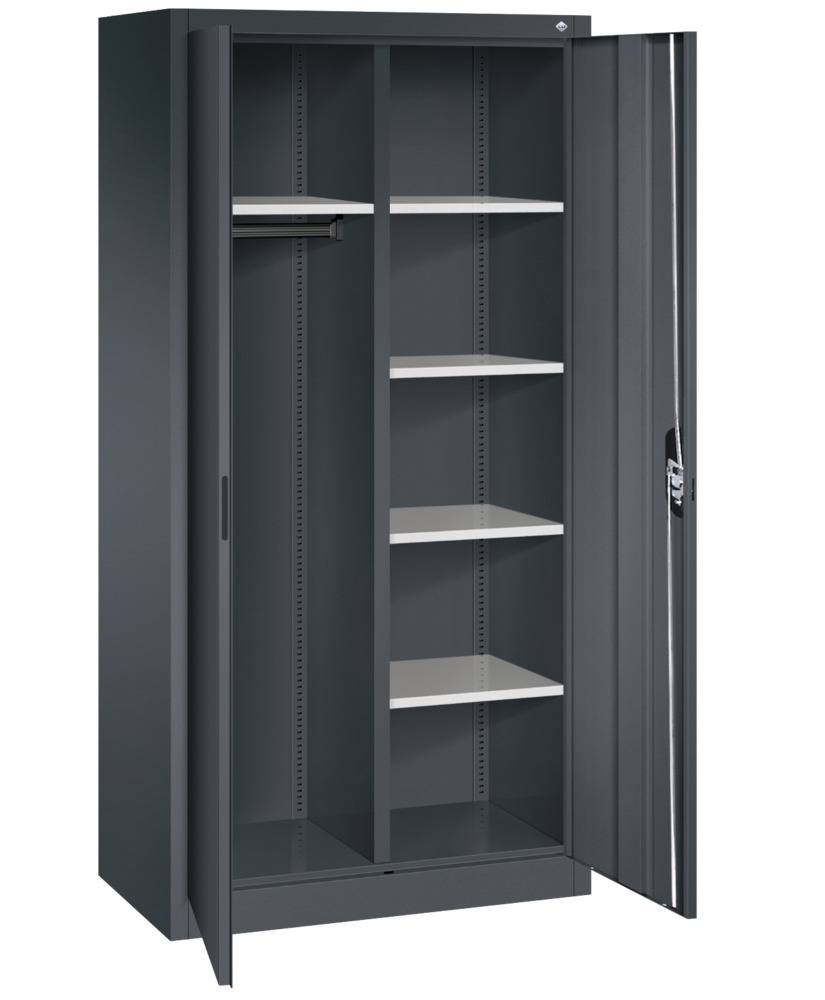 Armoire à portes battantes Acurado, pour dossiers/vestiaires, acier, 930 x 500 x 1950 mm, gris noir - 2