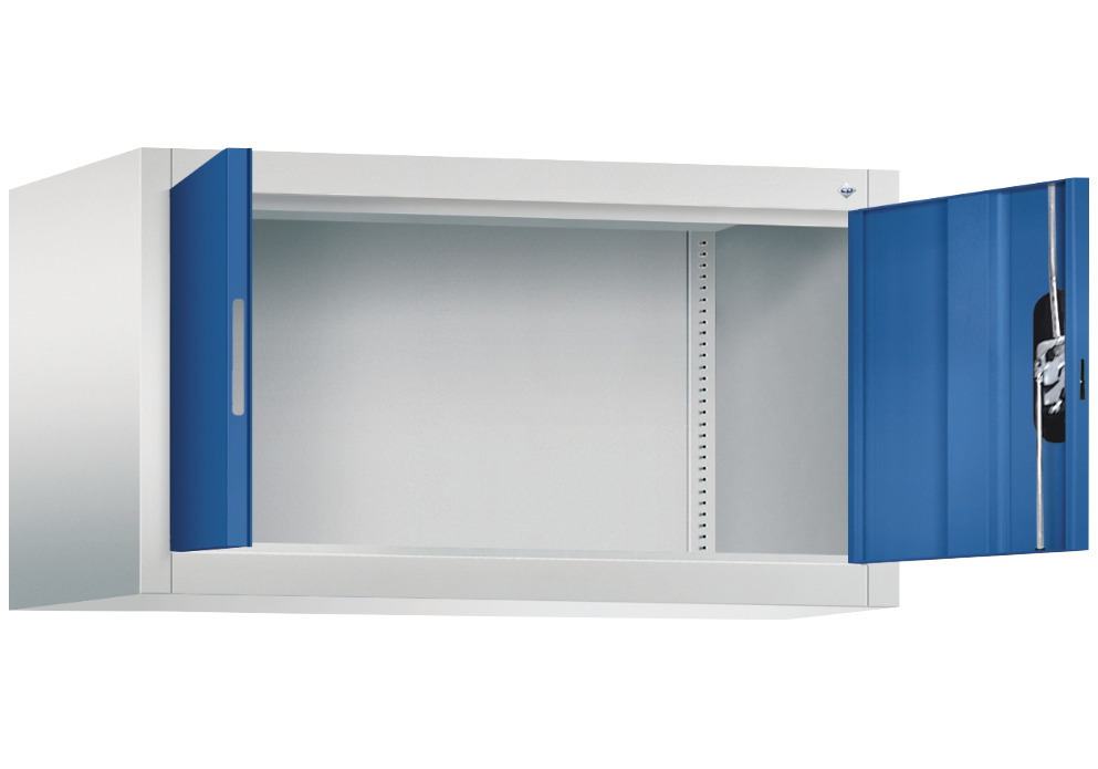 Kancelárska skriňa Acurado, krídlové dvere - nadstavec, 930 x 500 x 500 mm, sivá/modrá - 2