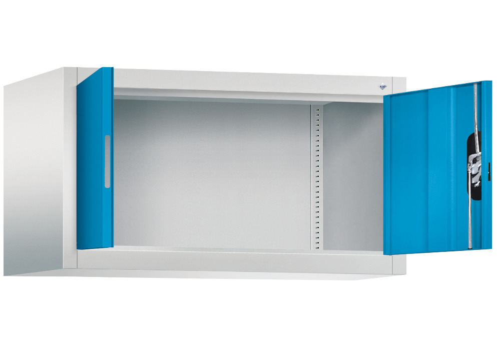Armario superior de puertas batientes C+P Acurado, pared, 930 x 500 x 500 mm, gris claro/azul claro - 2