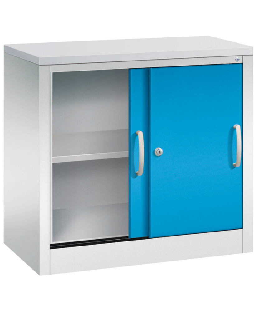 C+P sliding door cabinet Acurado, sideboard, 800 x 400 x 720 mm, light grey/light blue - 2