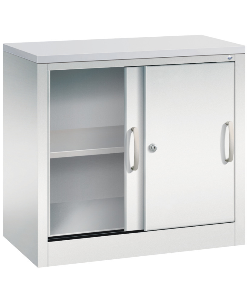 C+P sliding door cabinet Acurado, sideboard, 800 x 400 x 720 mm, light grey - 2