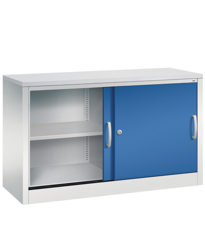 Förvaringsskåp Acurado, med skjutdörrar, sideboard, 1200x400x720 mm, ljusgrå/enzianblå - 2