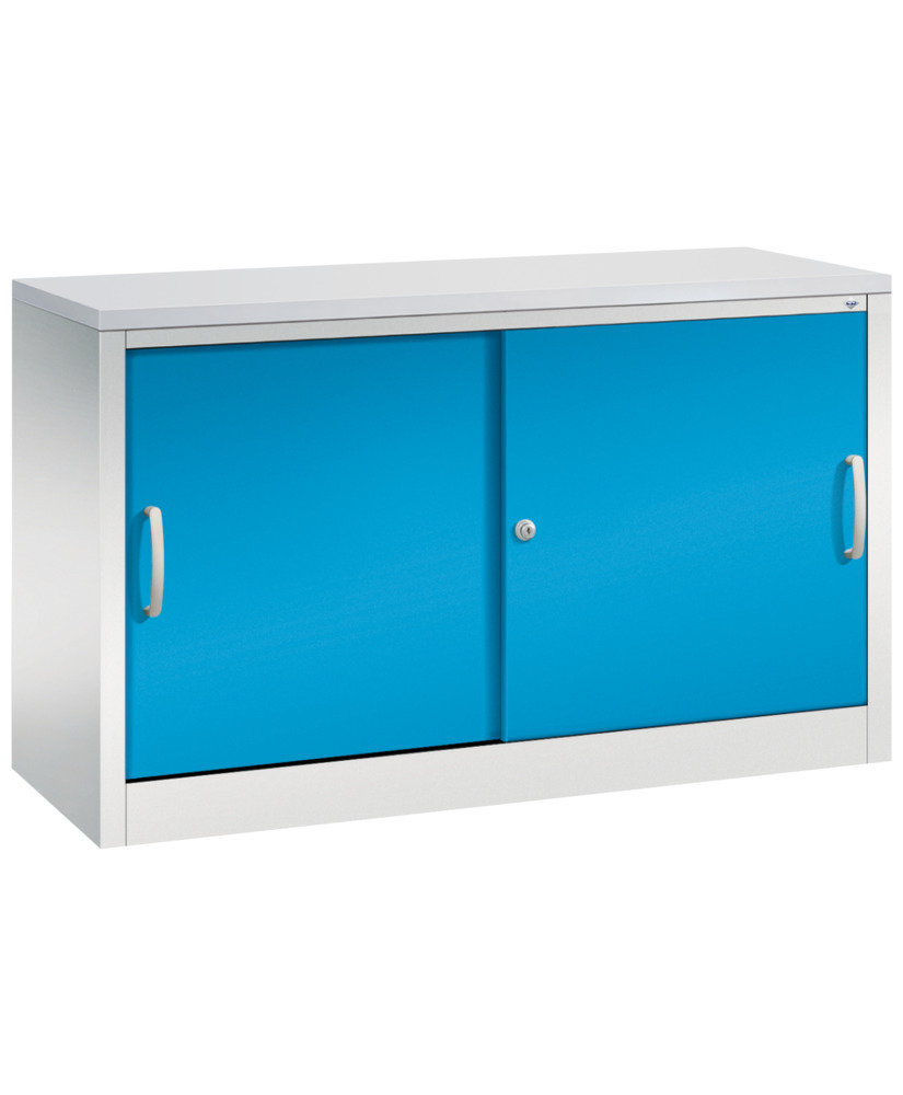 Förvaringsskåp Acurado, med skjutdörrar, sideboard, 1200x400x720 mm, ljusgrå/ljusblå - 1