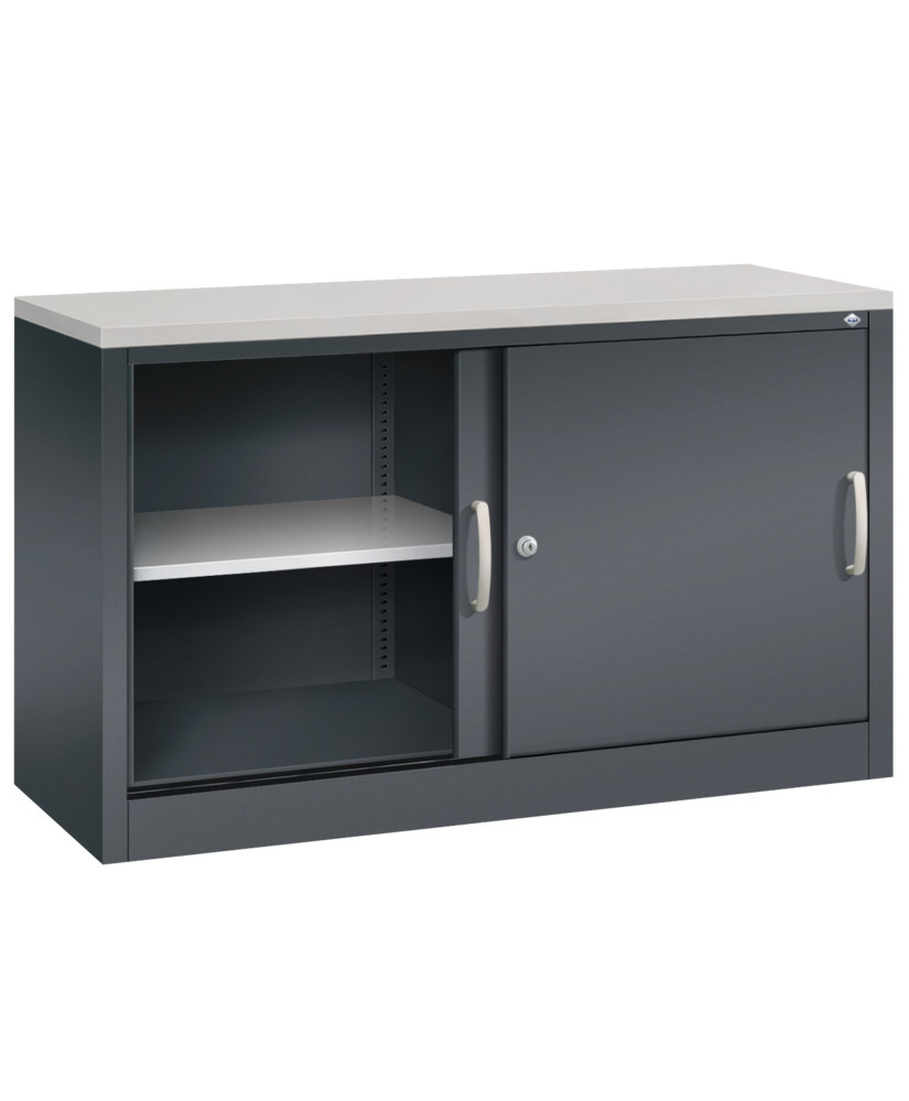 C+P sliding door cabinet Acurado, sideboard, 1200 x 400 x 720 mm, black grey - 2