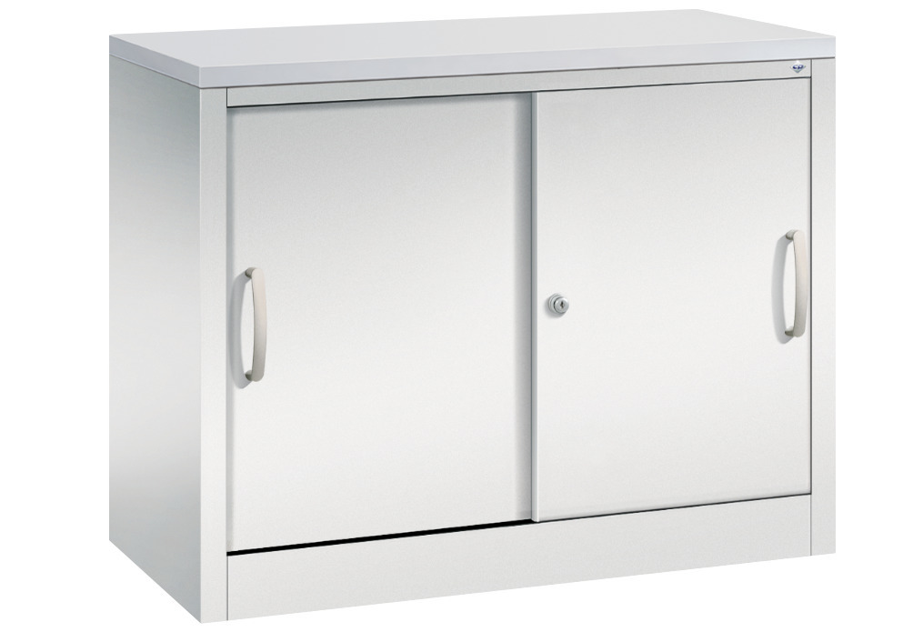 C+P sliding door cabinet Acurado, sideboard, 1000 x 400 x 720 mm, light grey - 1
