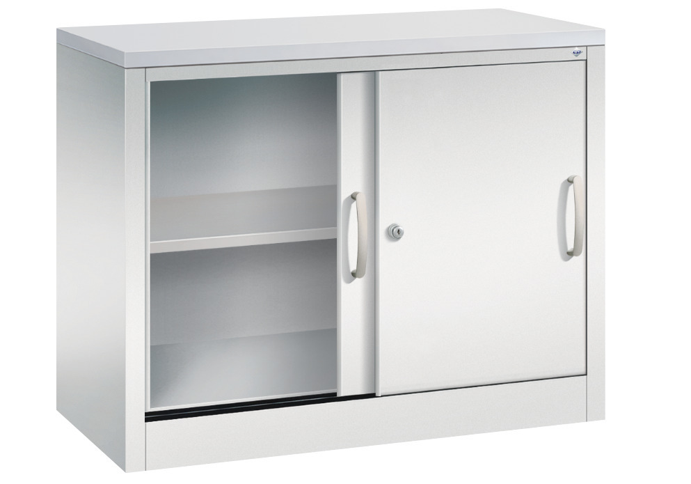 C+P sliding door cabinet Acurado, sideboard, 1000 x 400 x 720 mm, light grey - 2