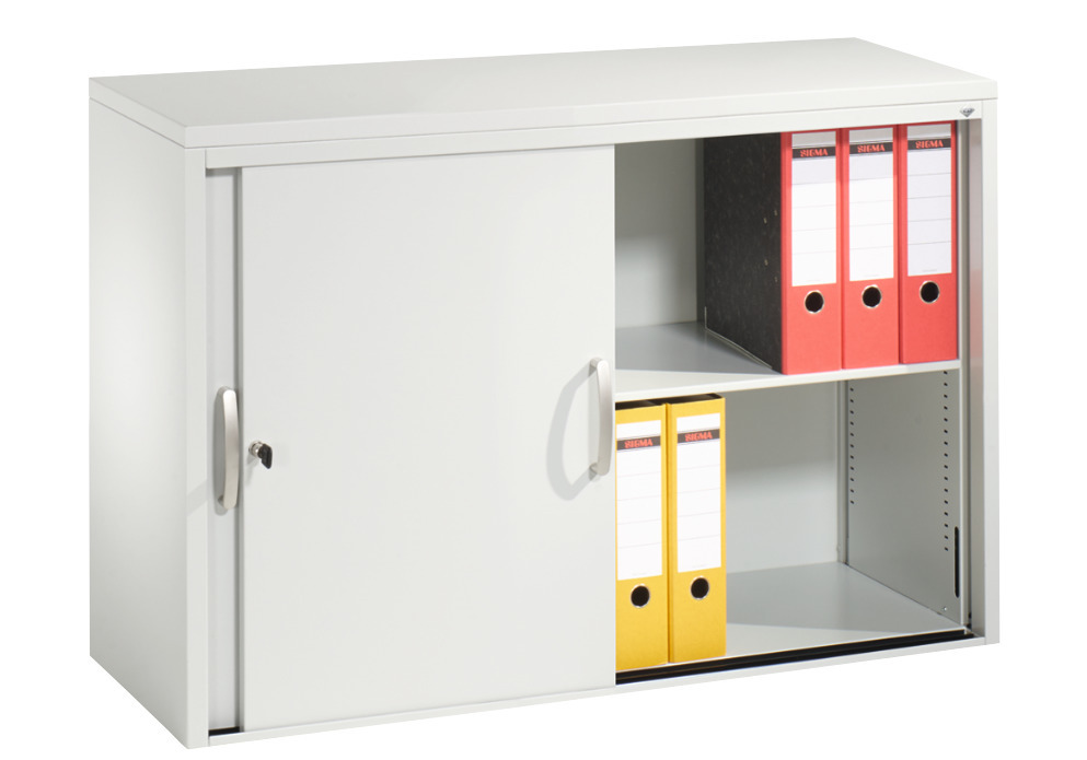 Kancelářská skříňka s posuvnými dveřmi C+P Acurado, sideboard, 1000 x 400 x 720 mm, sv. šedá - 3