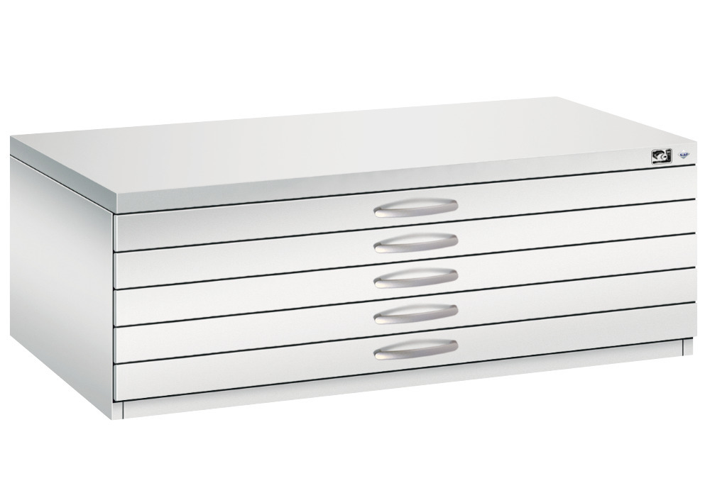 C+P drawer cabinet 7100, flat tray, steel, 1100 x 765 x 420 mm, light grey - 1