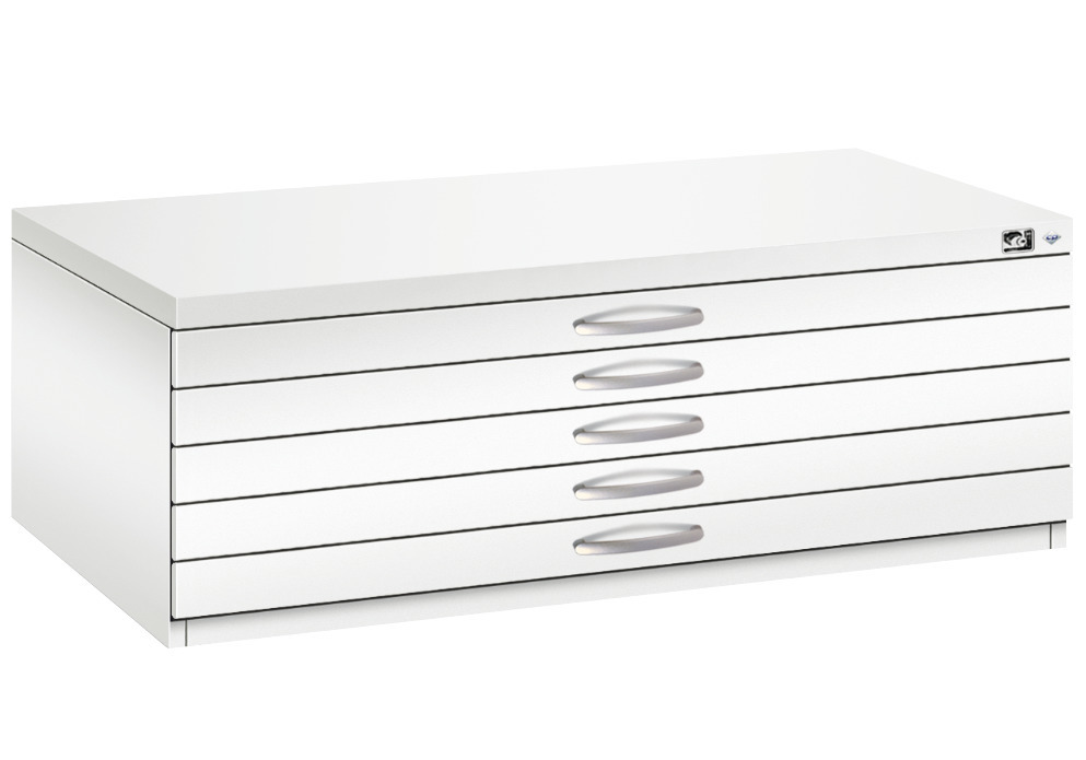 C+P drawer cabinet 7100, flat tray, steel, 1100 x 765 x 420 mm, white - 1