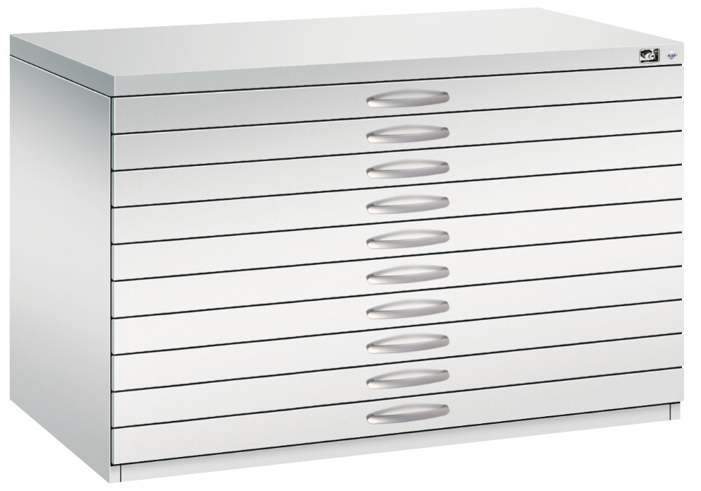 C+P drawer cabinet 7100, flat tray, steel, 1100 x 765 x 760 mm, light grey - 1