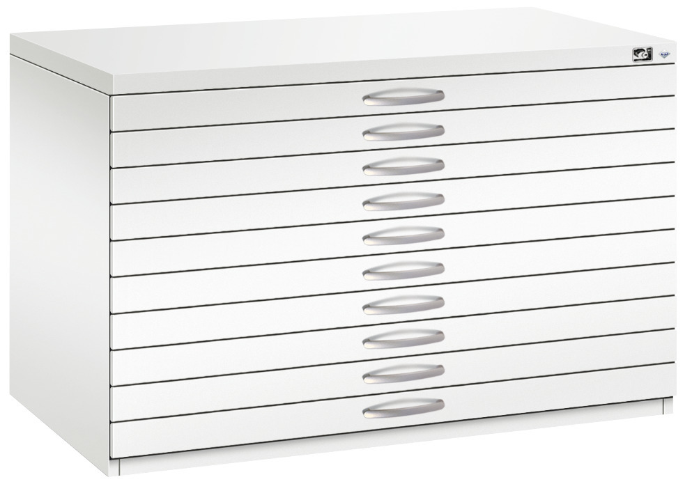 C+P drawer cabinet 7100, flat tray, steel, 1100 x 765 x 760 mm, white - 1