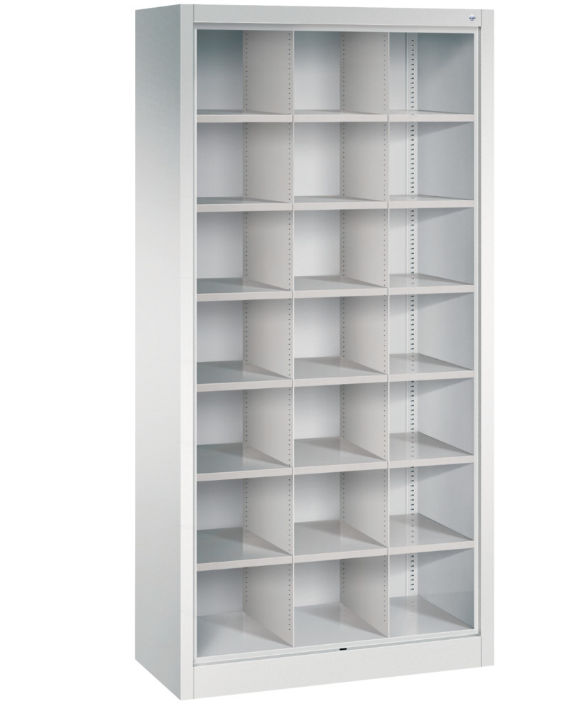 C+P office shelving with rear wall Acurado, distribution, 930 x 400 x 1950 mm, light grey, 21 comp - 1