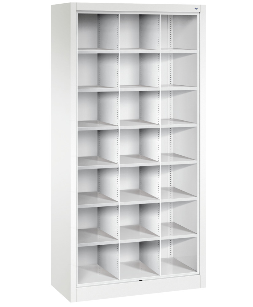 C+P Büroregal mit Rückwand Acurado, als Verteilerregal, 930 x 400 x 1950 mm, weiß, 21 Fach - 1