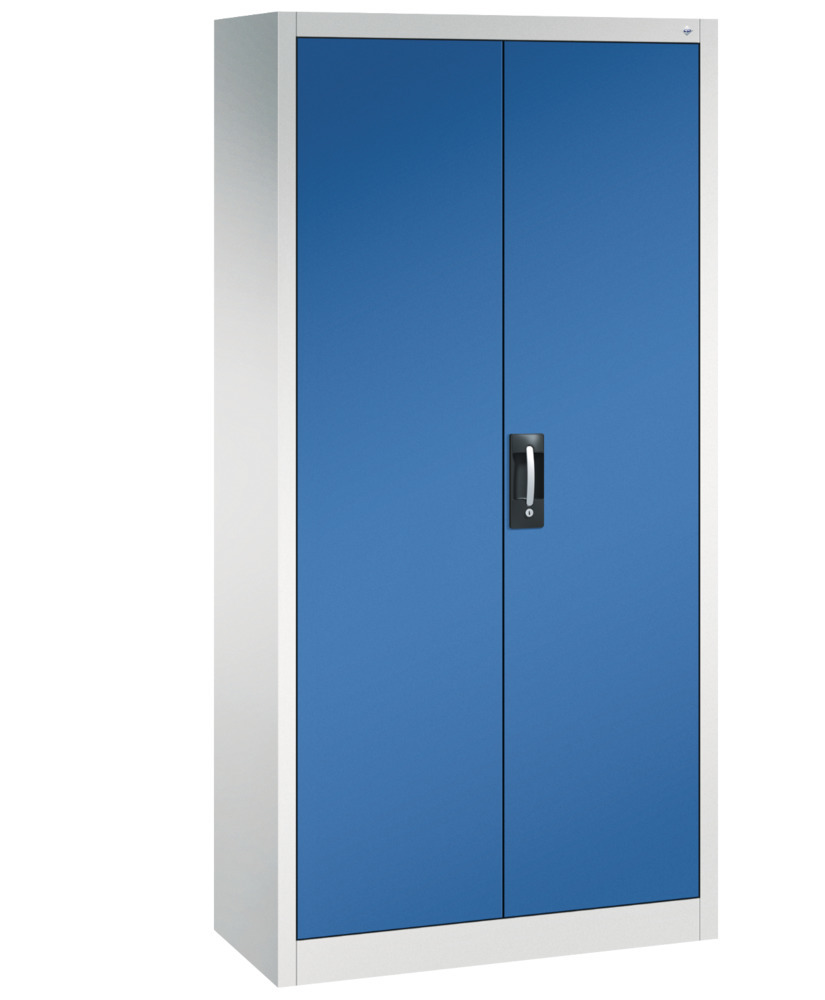 Roupeiro de porta articulada C+P Acurado, 930 x 400 x 1950 mm, cinza claro/azul genciano - 1