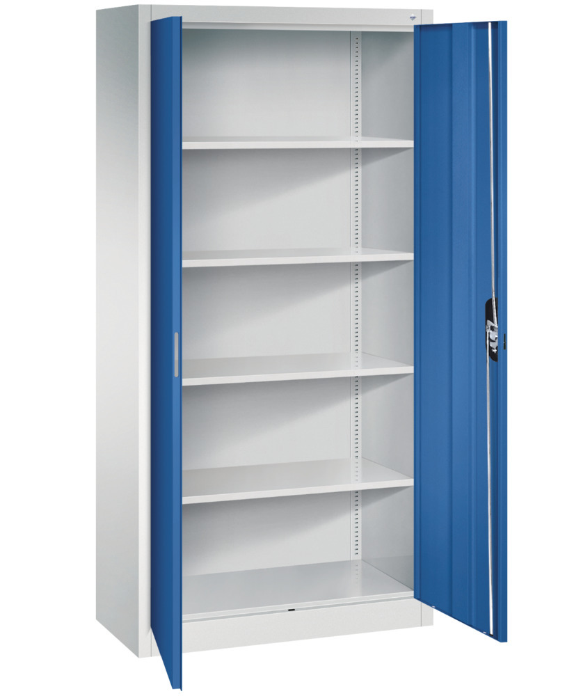 Kancelářská skříň s křídlovými dveřmi C+P Acurado, 930 x 400 x 1950 mm, sv. šedá/enciánově modrá - 2