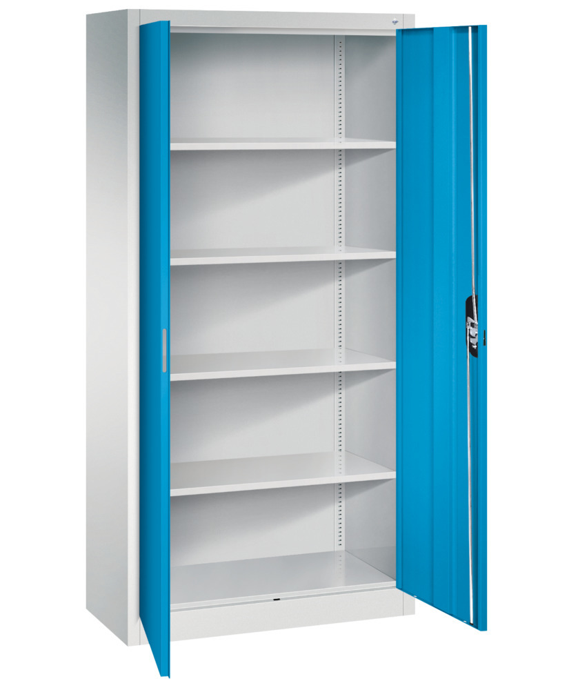 Kancelářská skříň s křídlovými dveřmi C+P Acurado, 930 x 400 x 1950 mm, sv. šedo-modrá - 2