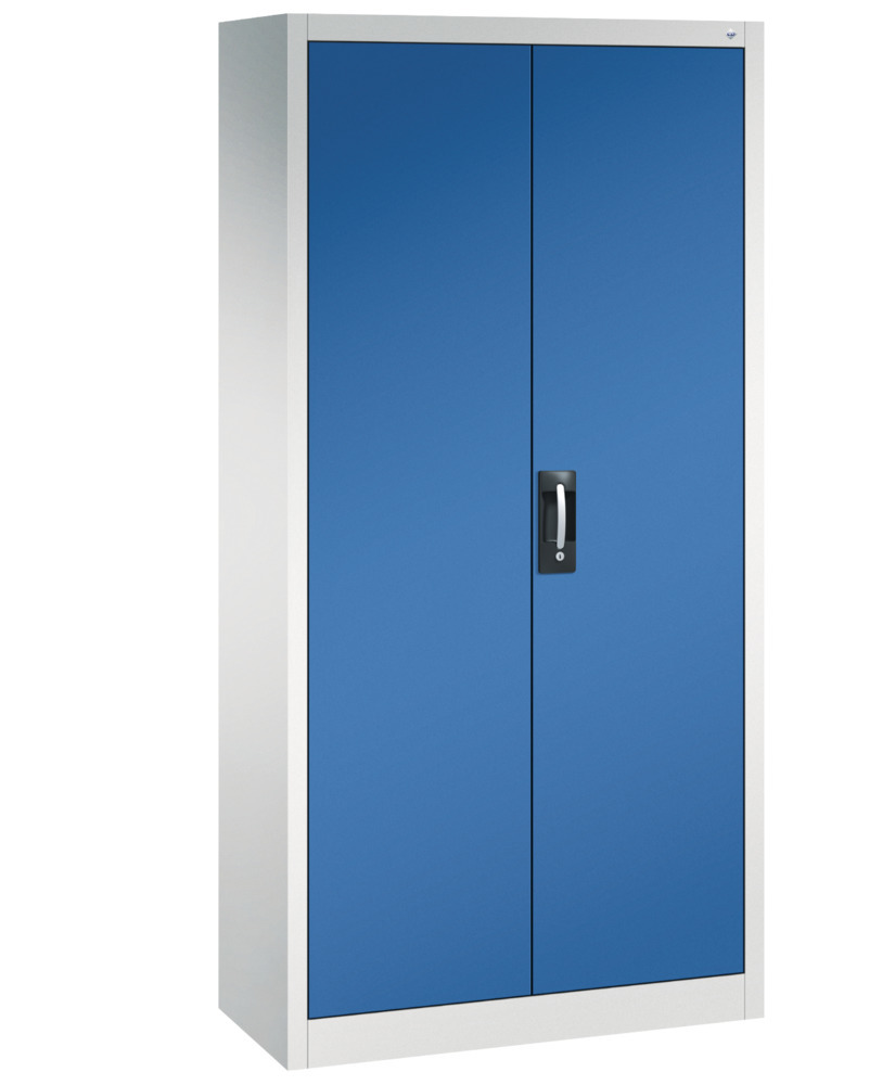 Armoire à portes battantes Acurado, acier, 930 x 400 x 1950 mm, gris clair/bleu, avec casiers - 1