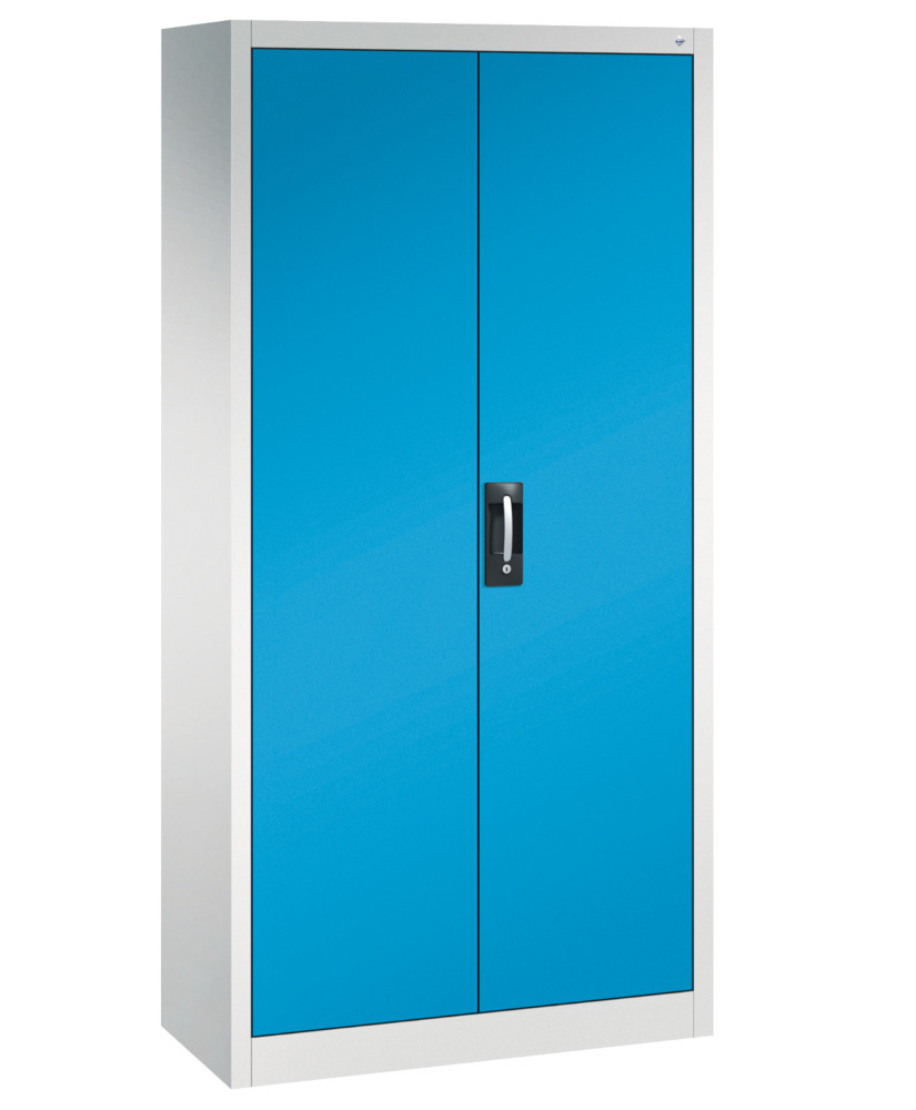 C+P wing door cabinet Acurado, 930 x 400 x 1950 mm, light grey/light blue, with locker - 1