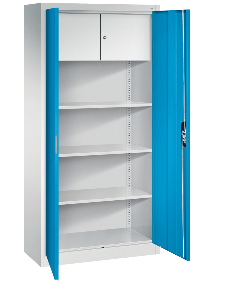 Kancelářská skříň s křídlovými dveřmi C+P Acurado, 930 x 400 x 1950 mm, sv. šedo-modrá, box - 2