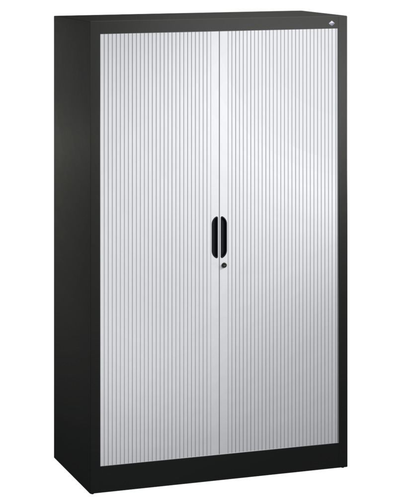 C+P roller shutter cabinet Omnispace, 1000 x 420 x 1660 mm, black grey/light grey - 1