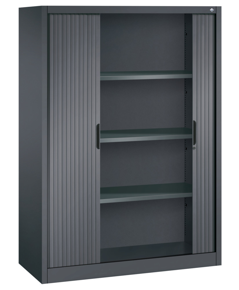 C+P roller shutter cabinet Omnispace, 1200 x 420 x 1660 mm, black grey - 2