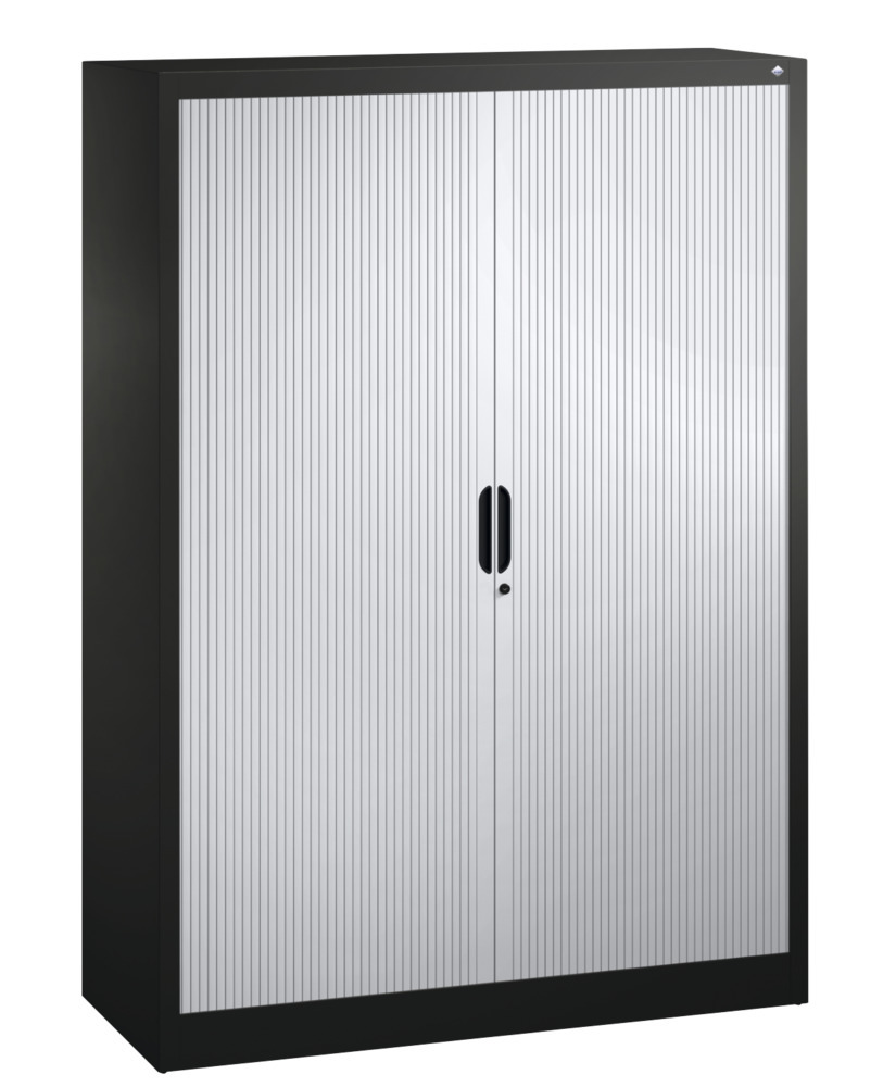C+P roller shutter cabinet Omnispace, 1200 x 420 x 1660 mm, black grey/light grey - 1