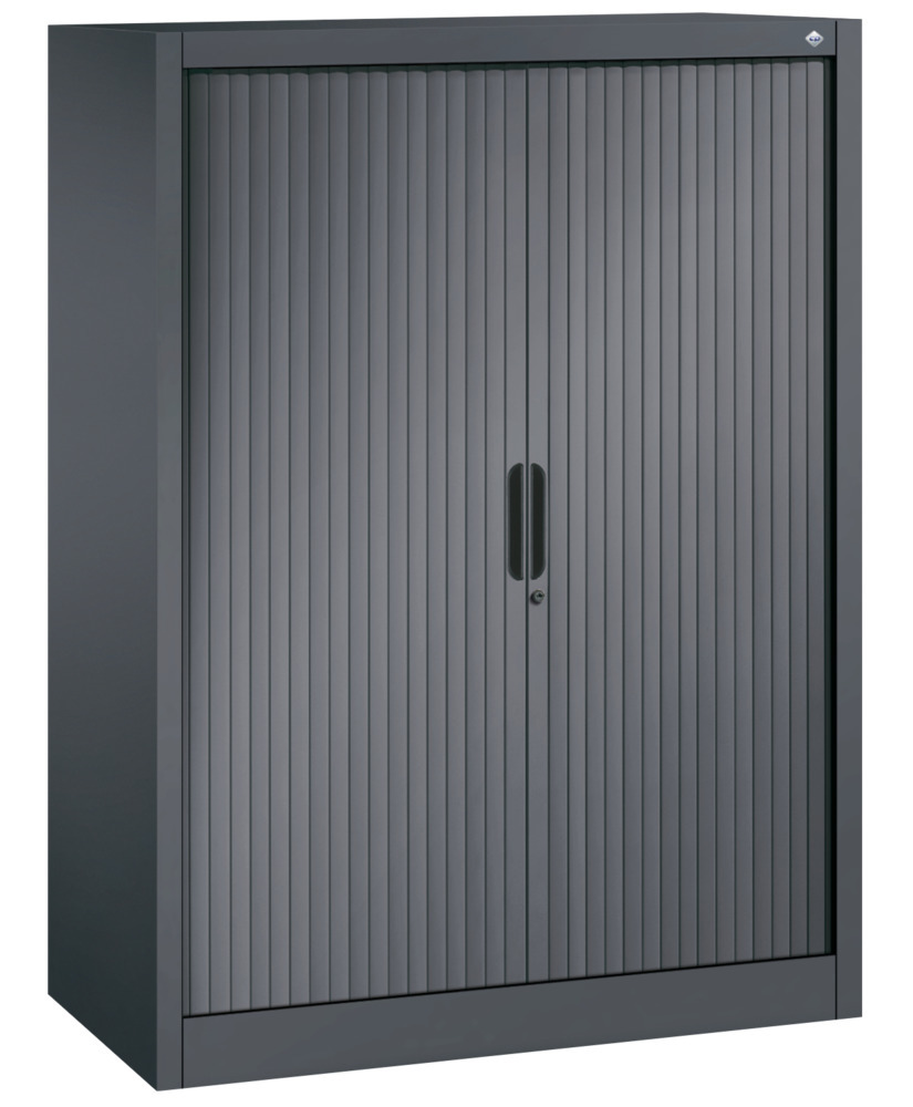 Armadio C+P Omnispace a serranda avvolgibile, formato madia, 1000 x 420 x 1345mm, grigio nero - 1