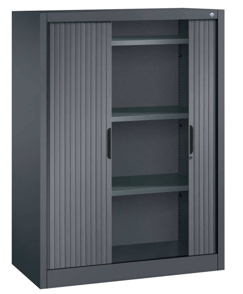 C+P roller shutter cabinet Omnispace, sideboard, 1000 x 420 x 1345 mm, black grey - 2