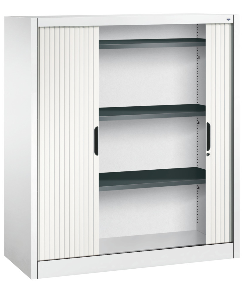 C+P roller shutter cabinet Omnispace, sideboard, 1200 x 420 x 1345 mm, white - 2