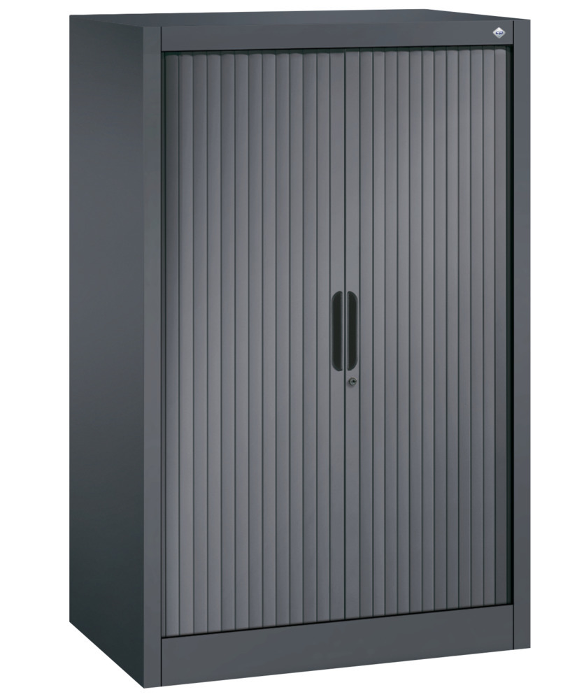 C+P roller shutter cabinet Omnispace, sideboard, 800 x 420 x 1230 mm, black grey - 1