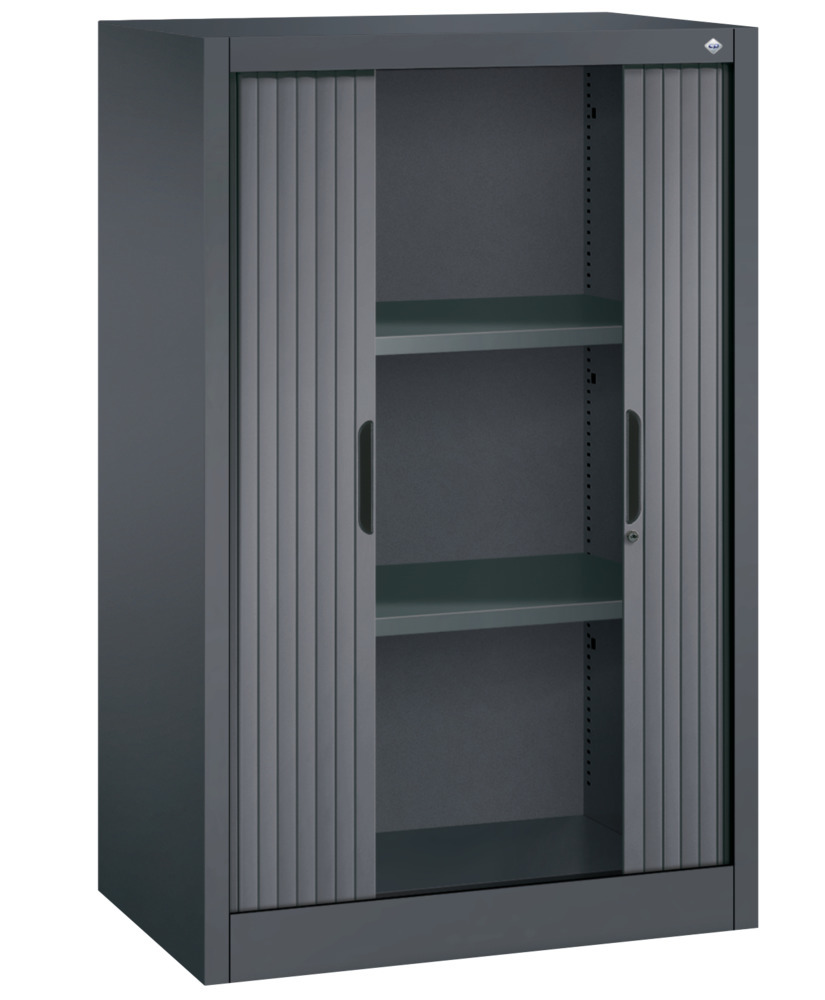 C+P roller shutter cabinet Omnispace, sideboard, 800 x 420 x 1230 mm, black grey - 2