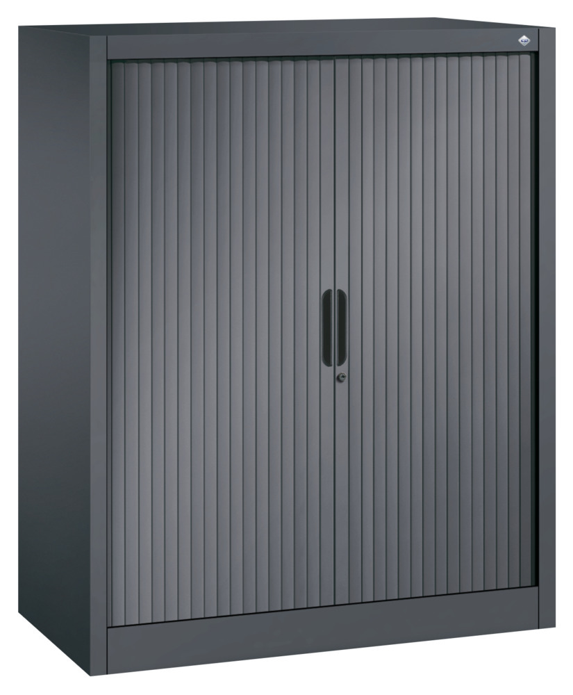 Armoire à rideaux Omnispace, type buffet, acier, 1000 x 420 x 1230 mm, gris noir - 1