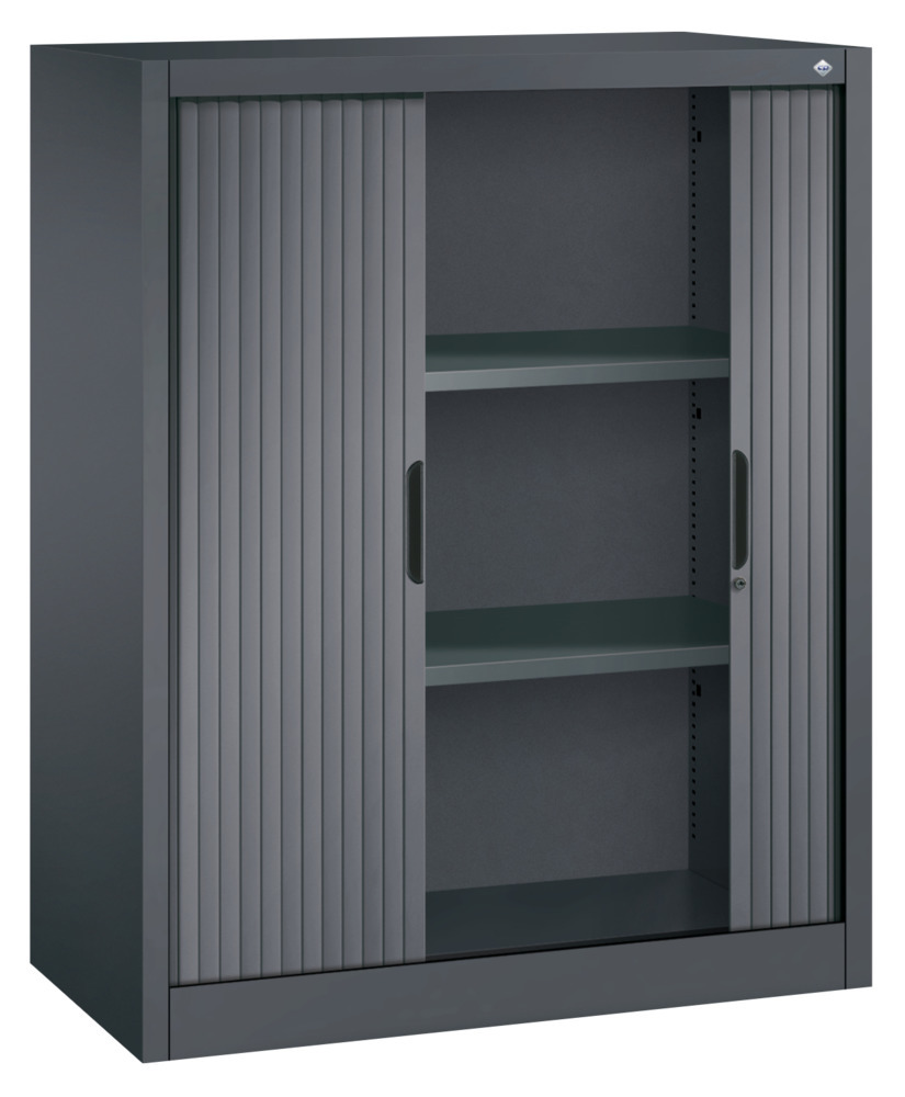 Armoire à rideaux Omnispace, type buffet, acier, 1000 x 420 x 1230 mm, gris noir - 2