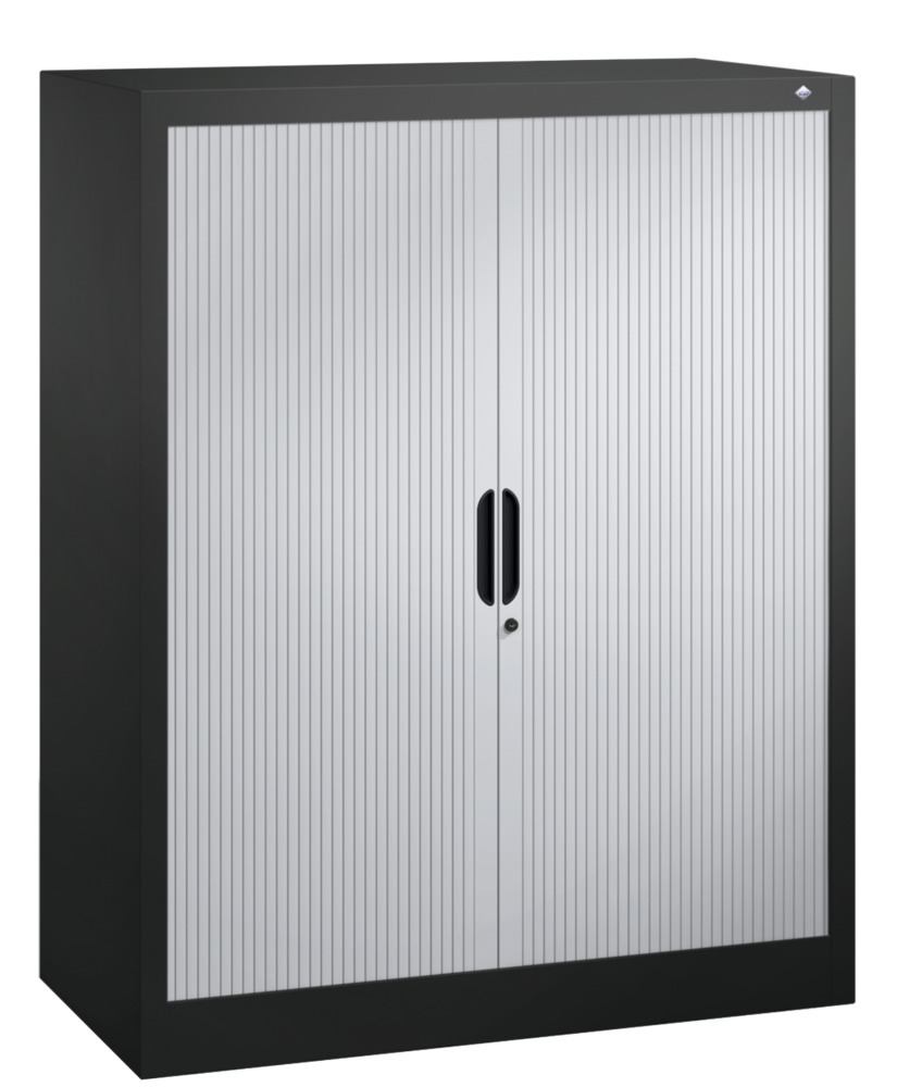 Armoire à rideaux Omnispace, type buffet, acier, 1000 x 420 x 1230 mm, gris noir/gris clair - 1