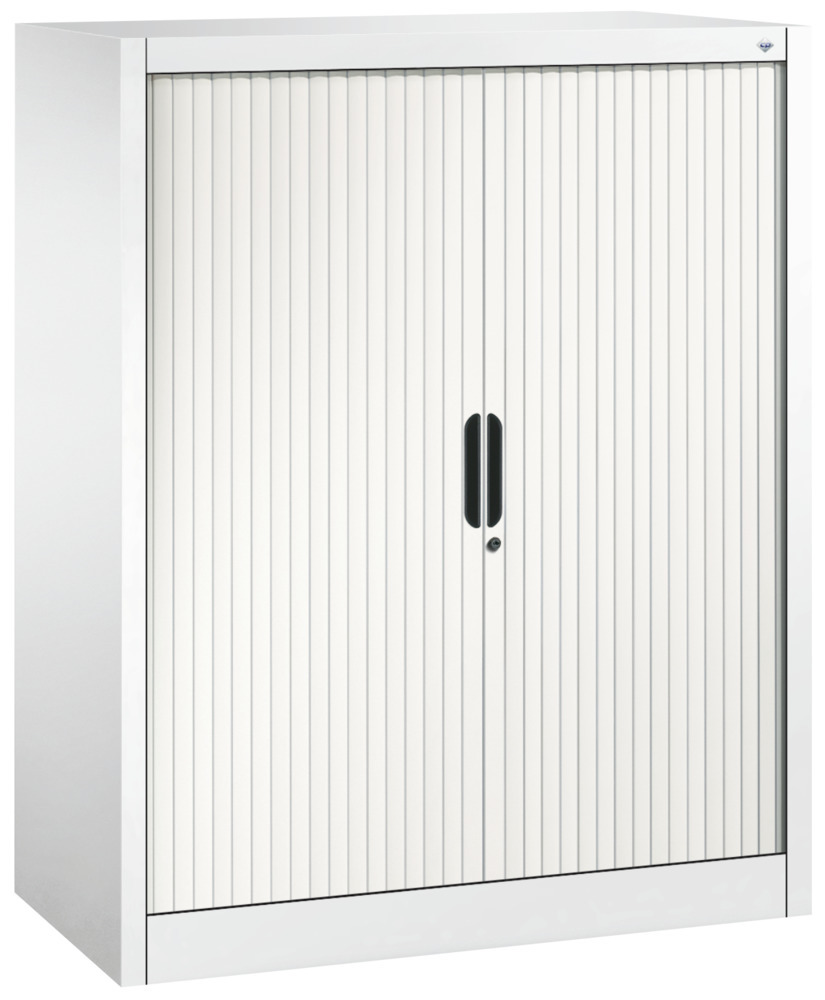 Armoire à rideaux Omnispace, type buffet, acier, 1000 x 420 x 1230 mm, blanche - 1